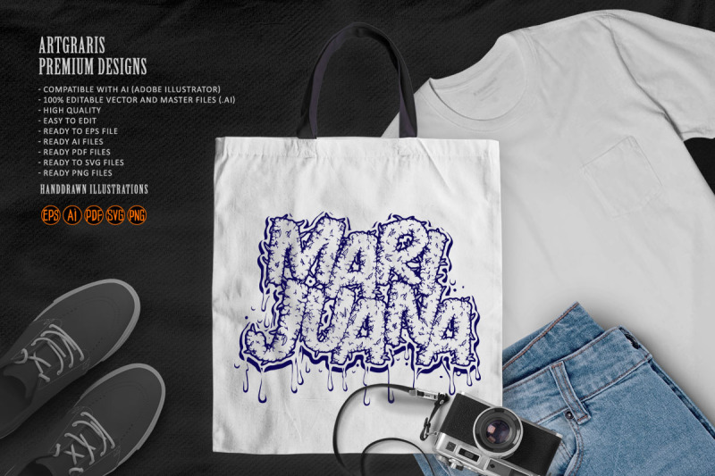 melting-marijuana-word-lettering-cannabis-smoke-illustrations-monochro