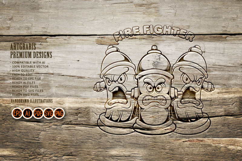 angry-fire-hydrant-firefighter-logo-illustrations-silhouette