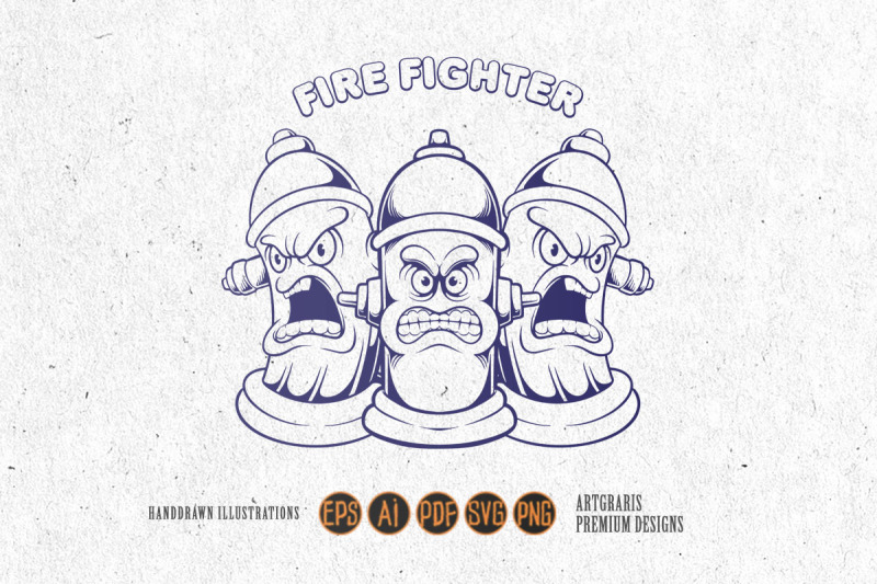 angry-fire-hydrant-firefighter-logo-illustrations-silhouette