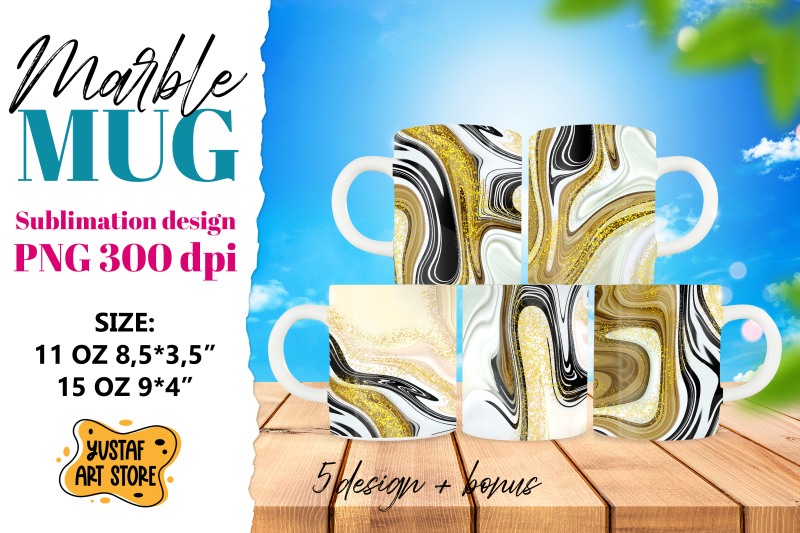 marble-sublimation-mug-fluid-art-marble-5-design-11oz-15oz