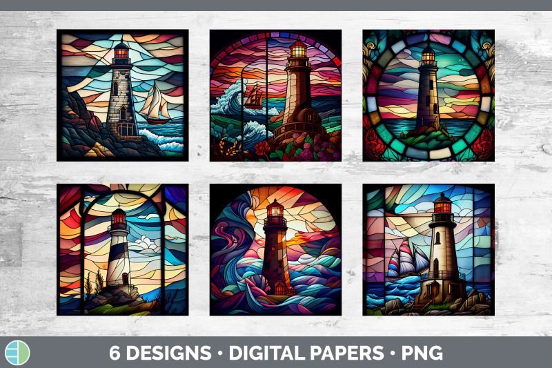 stained-glass-lighthouse-paper-backgrounds-digital-scrapbook-papers