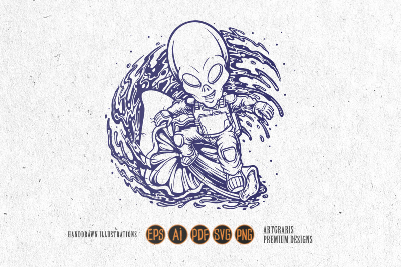 alien-astronaut-surfing-with-psychedelic-mushrooms-logo-illustrations