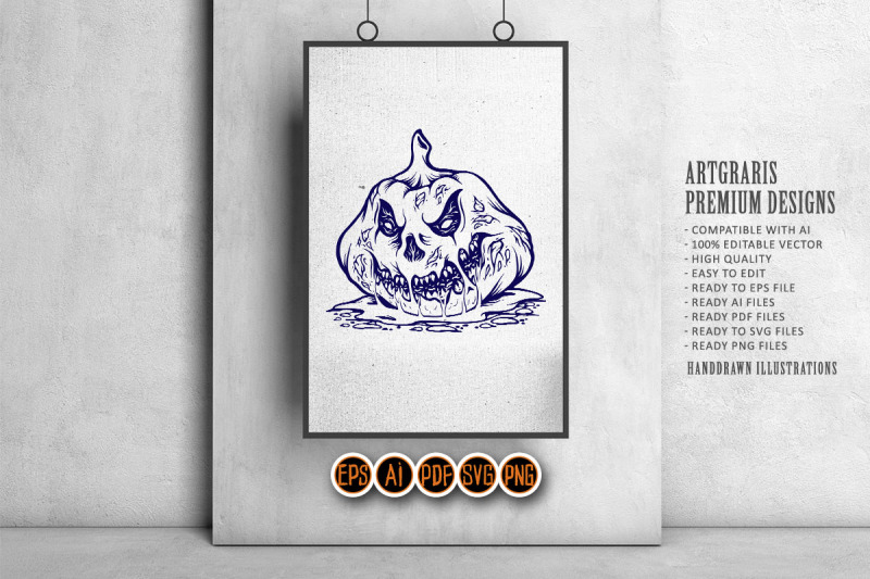 scary-pumpkin-monster-zombie-face-logo-illustrations-silhouette