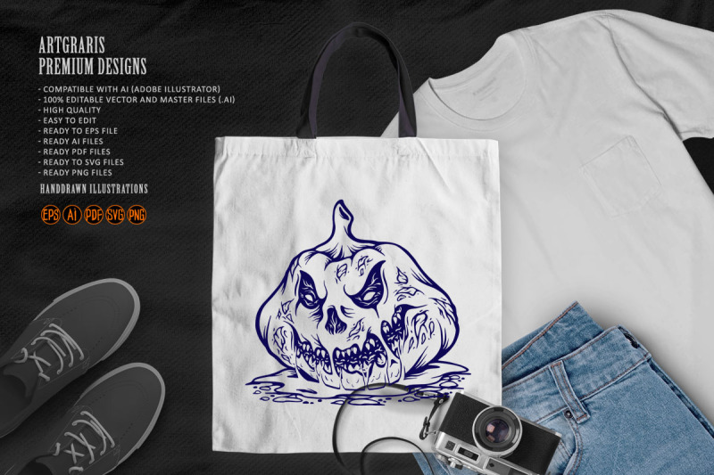 scary-pumpkin-monster-zombie-face-logo-illustrations-silhouette