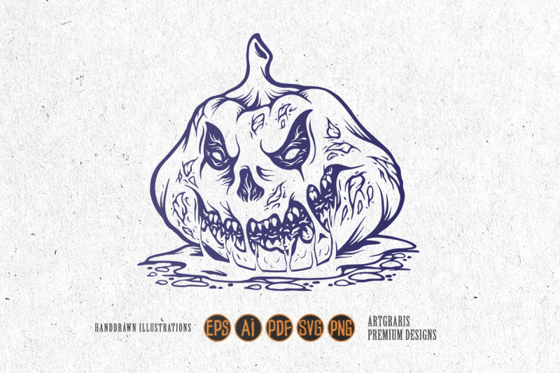 scary-pumpkin-monster-zombie-face-logo-illustrations-silhouette