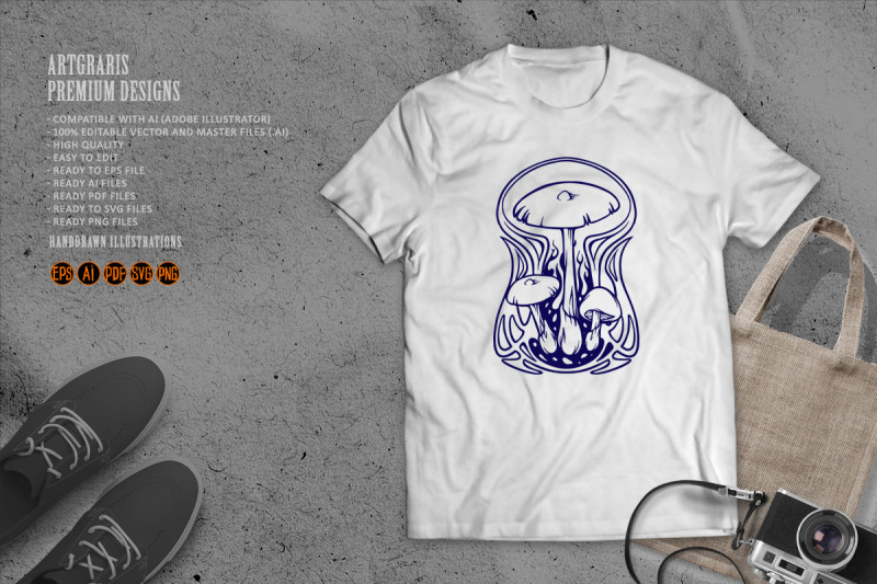 trippy-hippie-magic-mushrooms-psychedelic-ornament-logo-illustrations