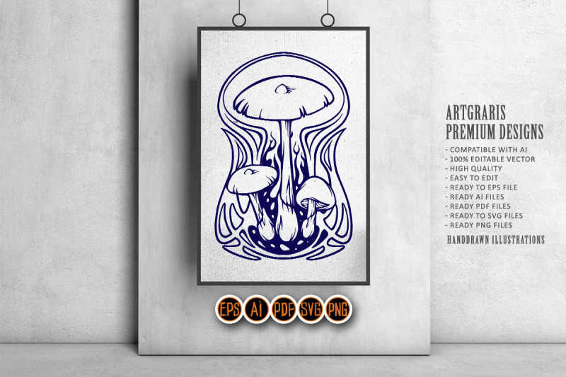 trippy-hippie-magic-mushrooms-psychedelic-ornament-logo-illustrations