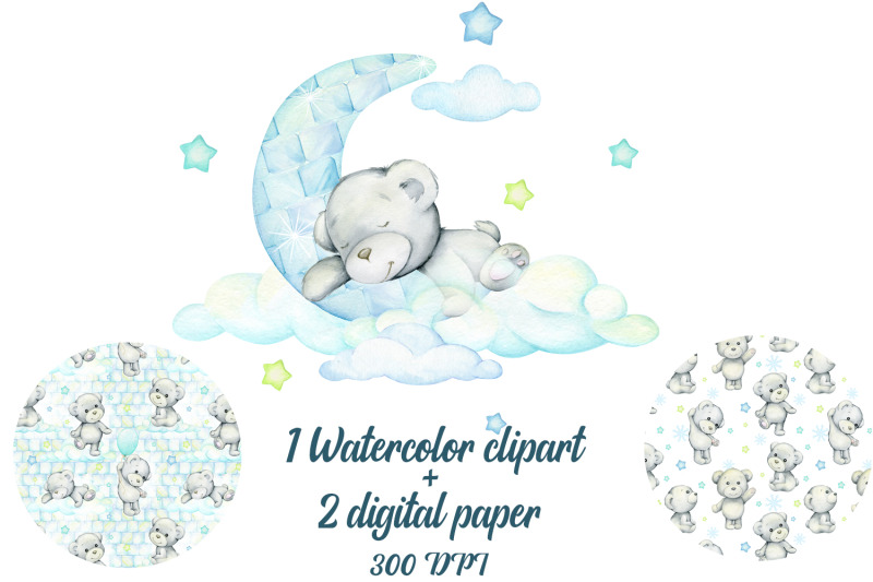 watercolor-polar-bears-clipart-white-bears-digital-paper-baby-bear