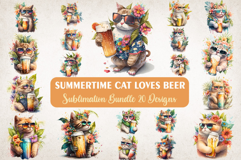 cat-loves-beer-summer-watercolor-bundle