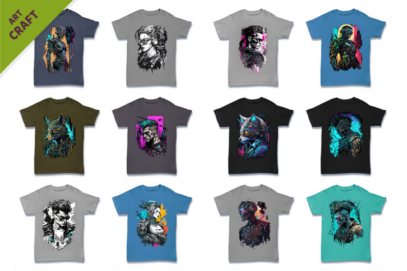 bundle-29-t-shirt-designs-cyberpunk-style