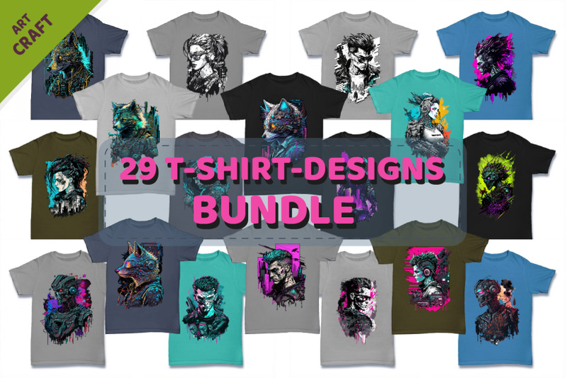 bundle-29-t-shirt-designs-cyberpunk-style