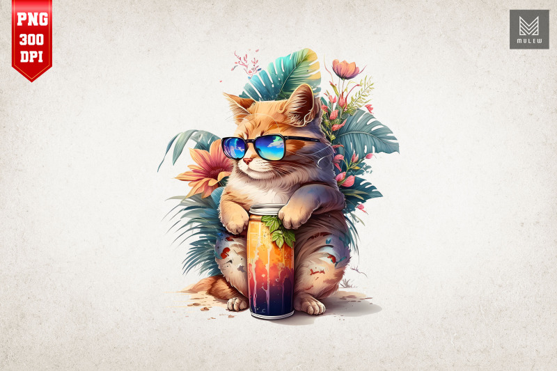 summertime-cat-loves-beer-watercolor-10