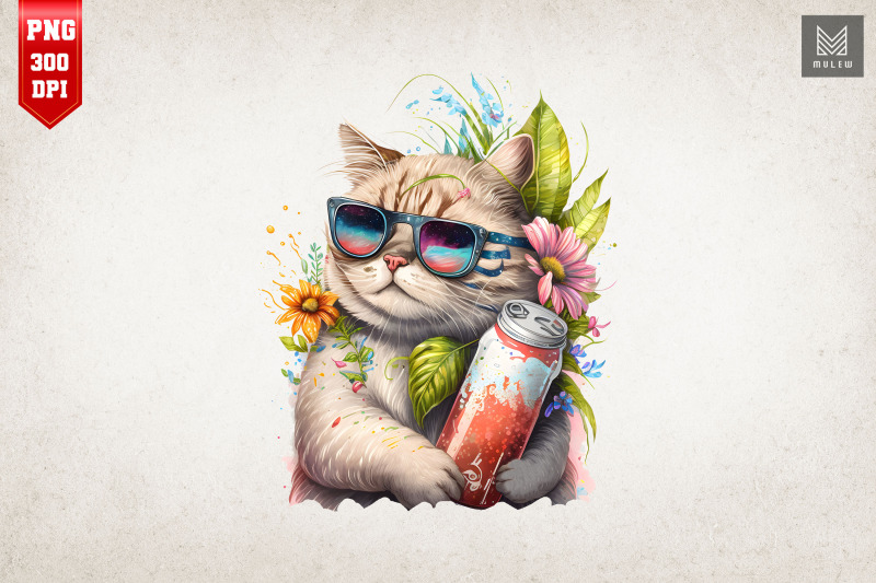 summertime-cat-loves-beer-watercolor-12