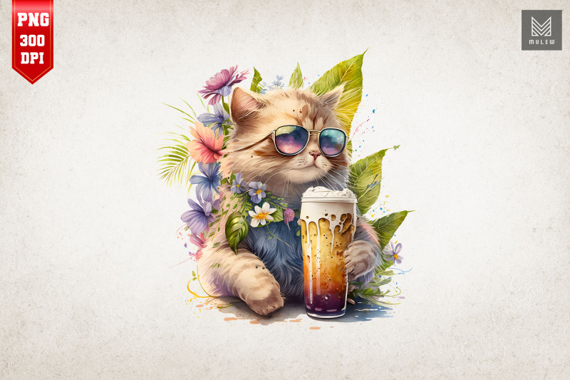 summertime-cat-loves-beer-watercolor-15