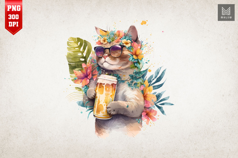 summertime-cat-loves-beer-watercolor-18