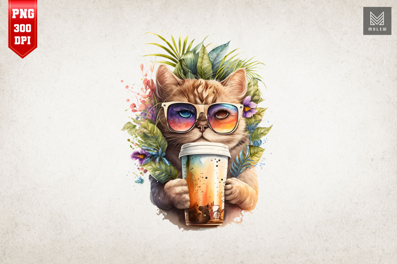 summertime-cat-loves-beer-watercolor-19