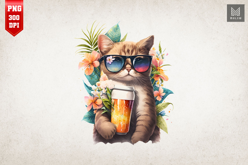 summertime-cat-loves-beer-watercolor-20