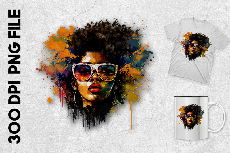 watercolor-black-woman-with-sunglasses