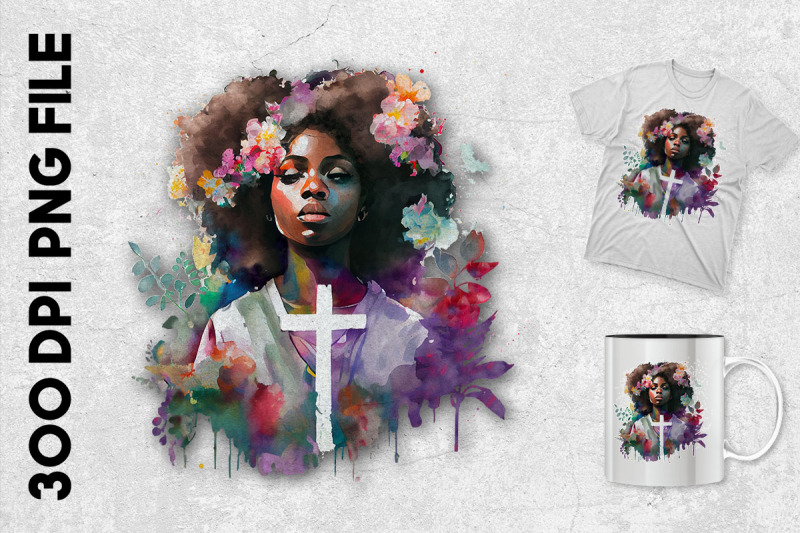 black-woman-with-flowers-and-cross