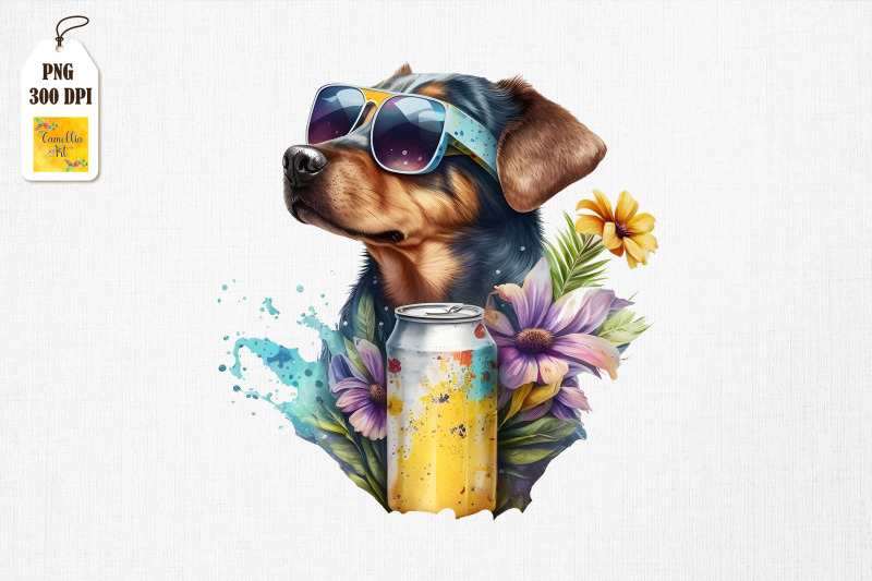 summertime-dog-loves-beer-watercolor-2