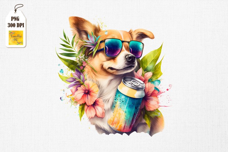 summertime-dog-loves-beer-watercolor-3