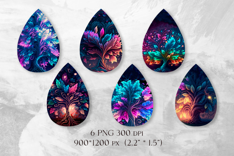 neon-tree-earrings-sublimation-teardrop-earring-template-png