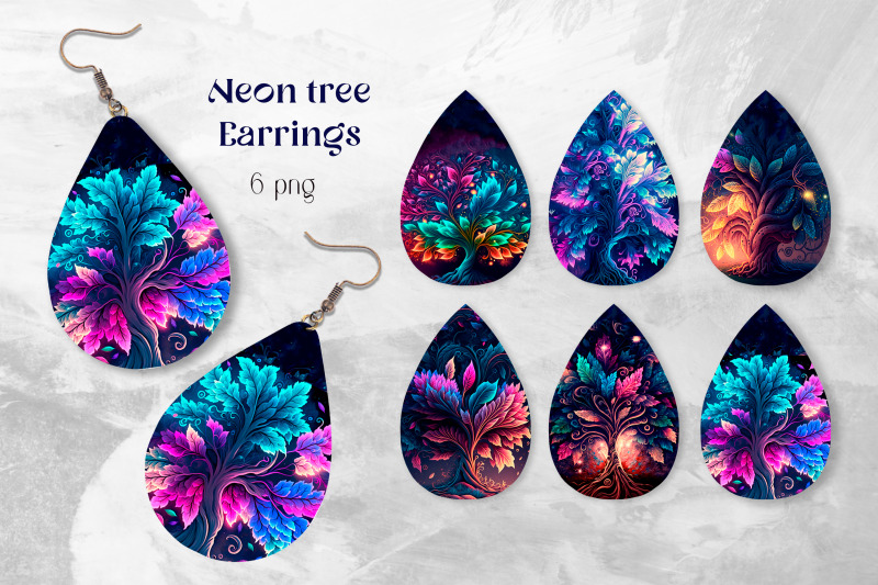 neon-tree-earrings-sublimation-teardrop-earring-template-png