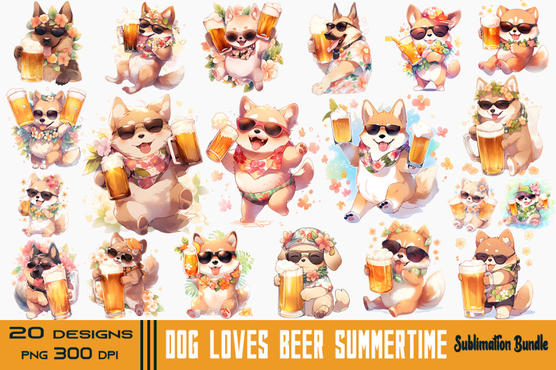 dog-loves-beer-summertime-watercolor-bundle