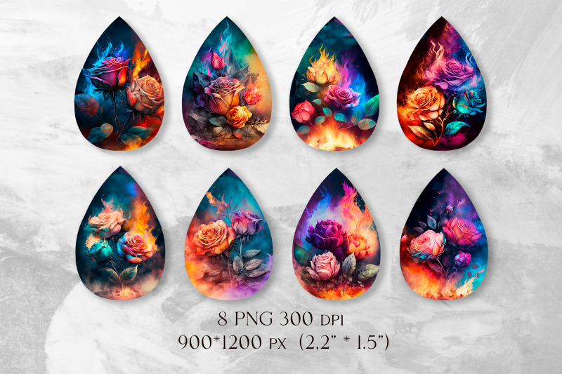 fire-roses-earring-sublimation-rainbow-flower-earring-design