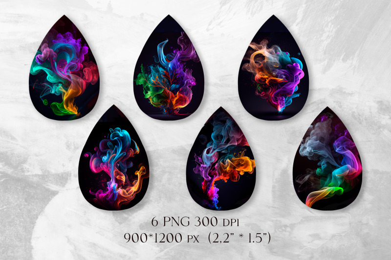 smoke-earrings-sublimation-rainbow-teardrop-earring-template