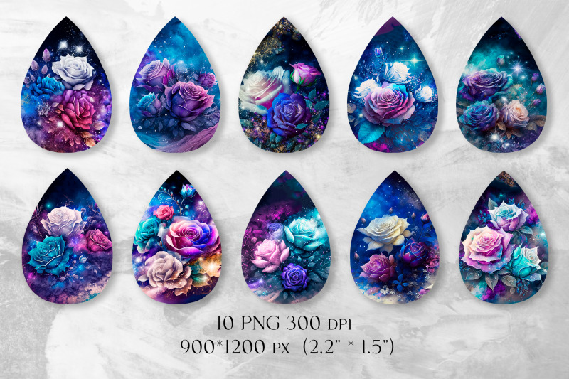 galaxy-roses-earrings-sublimation-teardrop-earring-template