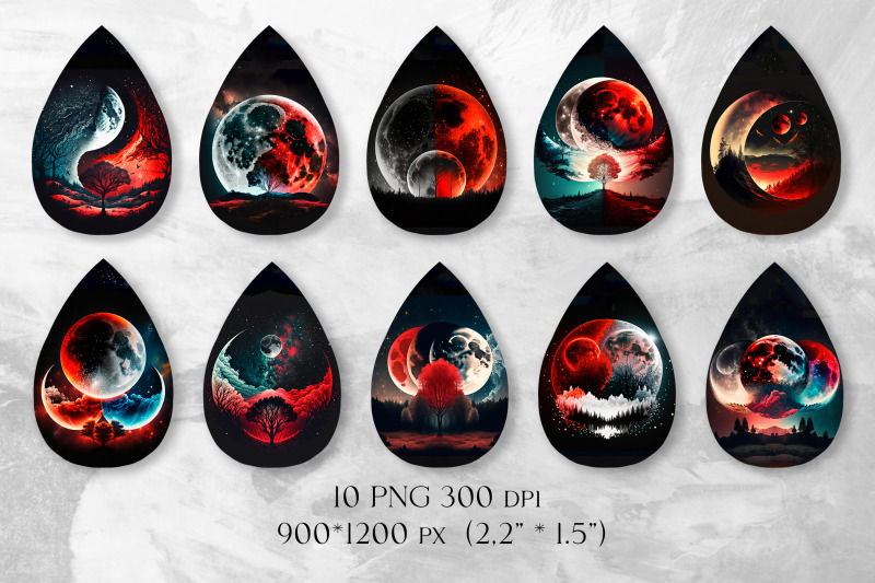 bloody-moon-earrings-sublimation-teardrop-earring-template