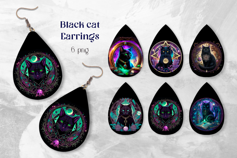 black-cat-earrings-sublimation-animal-earring-template-png