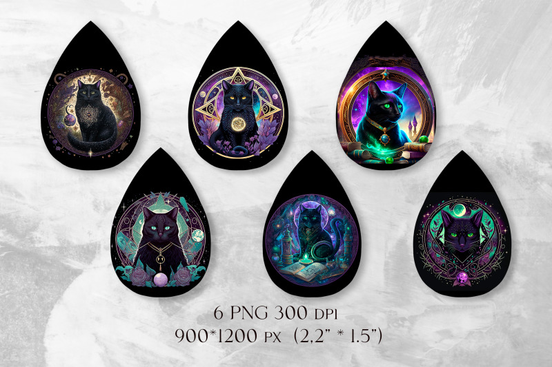 black-cat-earrings-sublimation-animal-earring-template-png