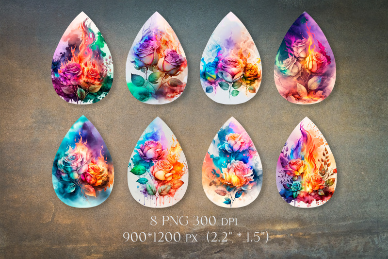 smoky-roses-earring-sublimation-teardrop-earrings-template