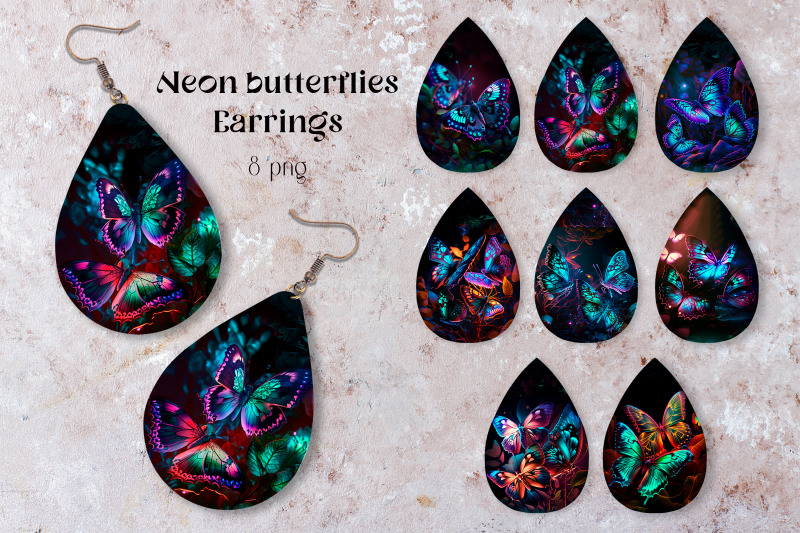 neon-butterfly-earring-sublimation-png-teardrop-bundle