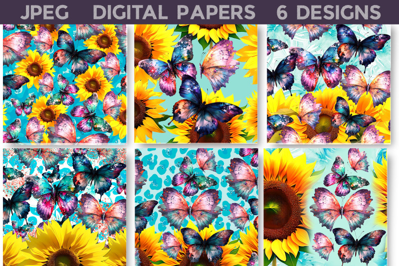 digital-papers-sunflowers-and-butterflies