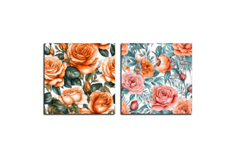 hand-drawn-watercolor-orange-roses-and-peonies-textures