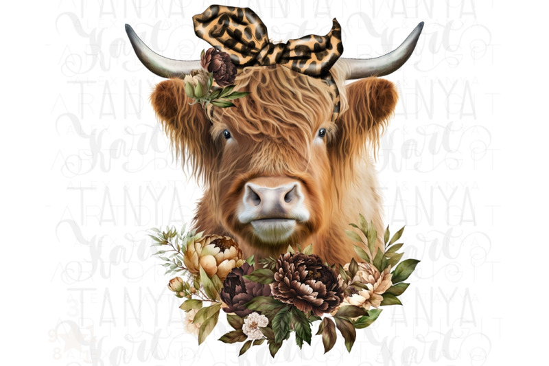 highland-cow-png-cow-with-flowers-png-sublimation-file
