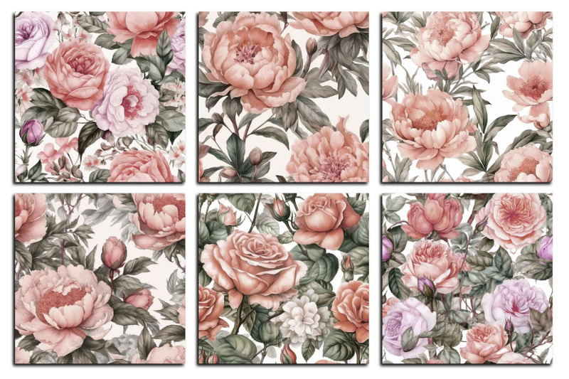 hand-drawn-watercolor-peach-roses-and-peonies-textures