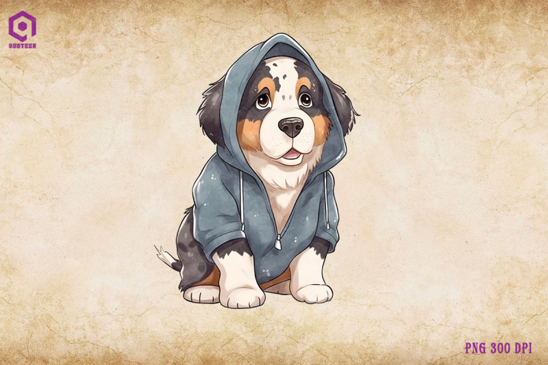 bernese-mountain-dog-wearing-hoodie