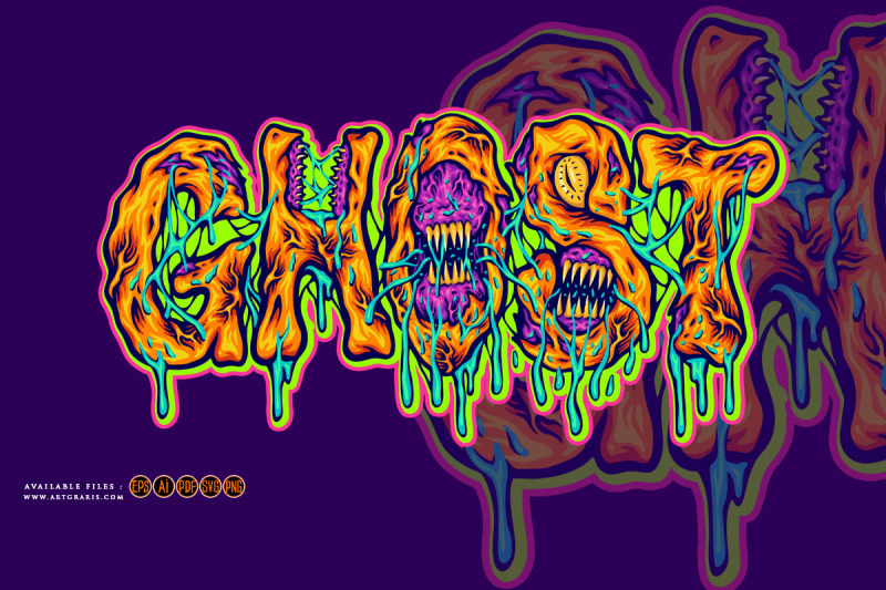 creepy-ghost-word-typeface-with-monster-effect-illustration