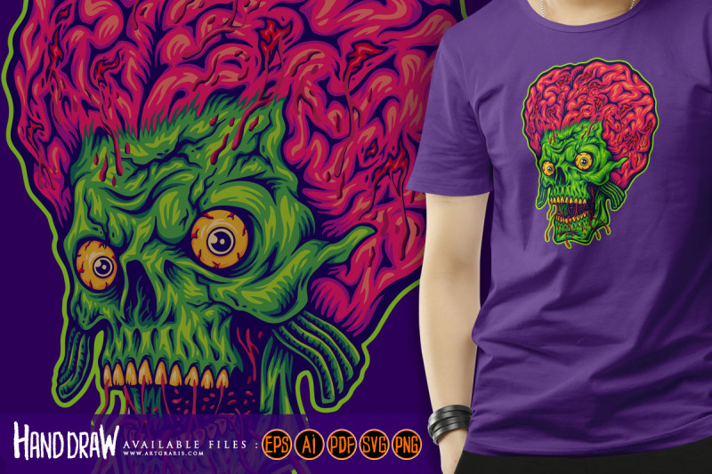 brained-alien-skull-creepy-head-logo-illustration