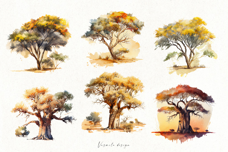 watercolor-savanna-trees