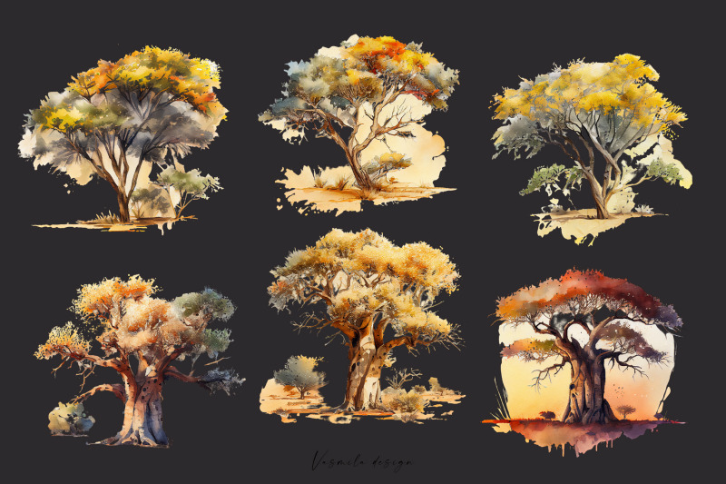 watercolor-savanna-trees
