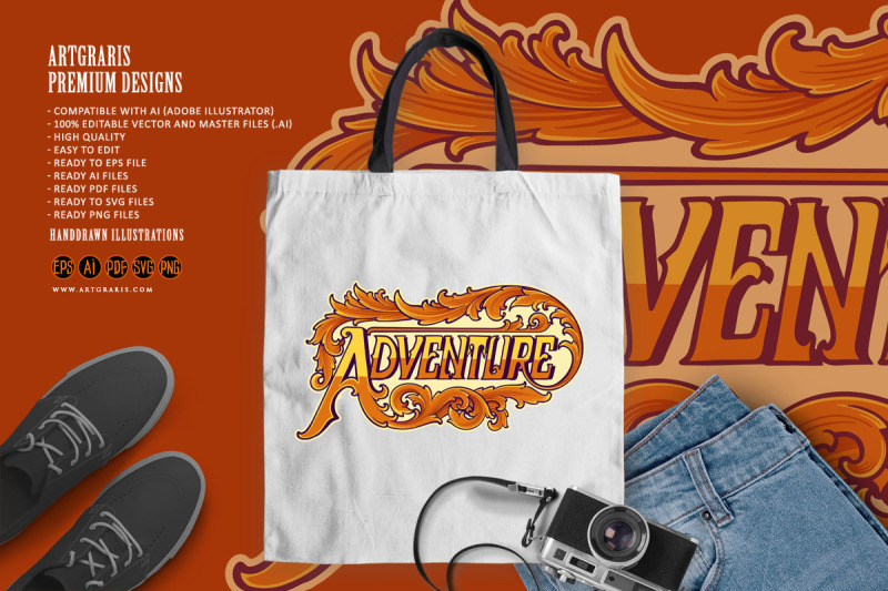 adventure-typeface-word-with-classic-ornament-logo-illustrations