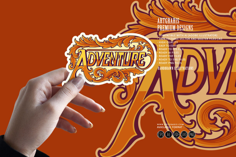 adventure-typeface-word-with-classic-ornament-logo-illustrations