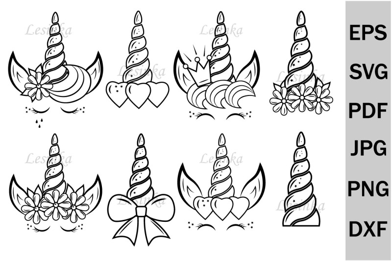 unicorn-head-bundle-unicorn-horn-svg-clipart-cutting-file