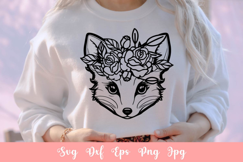 cute-fox-with-flowers-svg-file