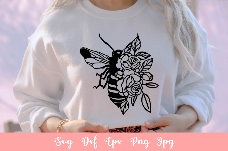 cute-bee-with-flowers-svg-file